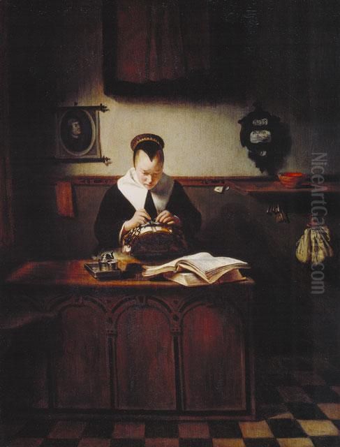 The Lacemaker Oil Painting by Nicolaes Maes