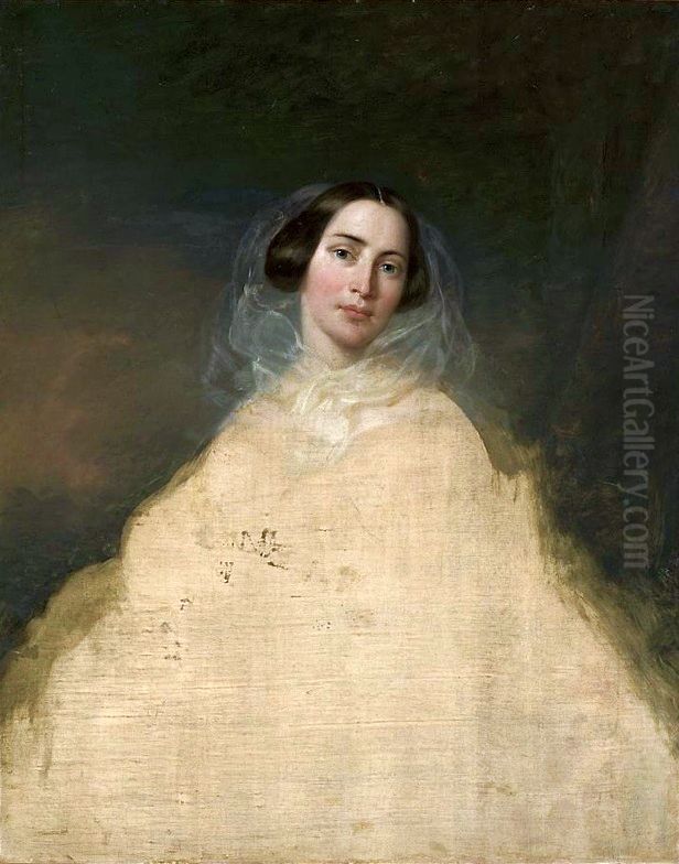 Portrait sketch of a lady Oil Painting by Jozef Simmler