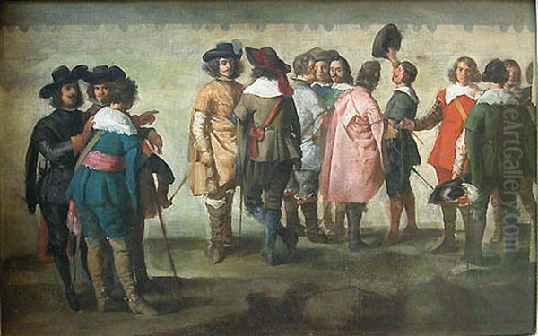 Reunion de trece personajes Oil Painting by Juan Bautista Martinez del Mazo
