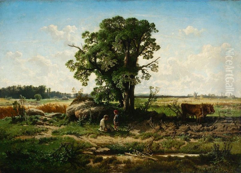 Ploughman's rest Oil Painting by Jozef Szermentowski