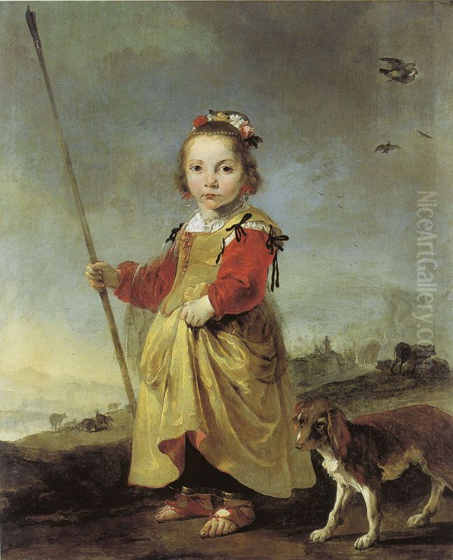 Girl as Shepherdess Oil Painting by Jan Baptist Weenix
