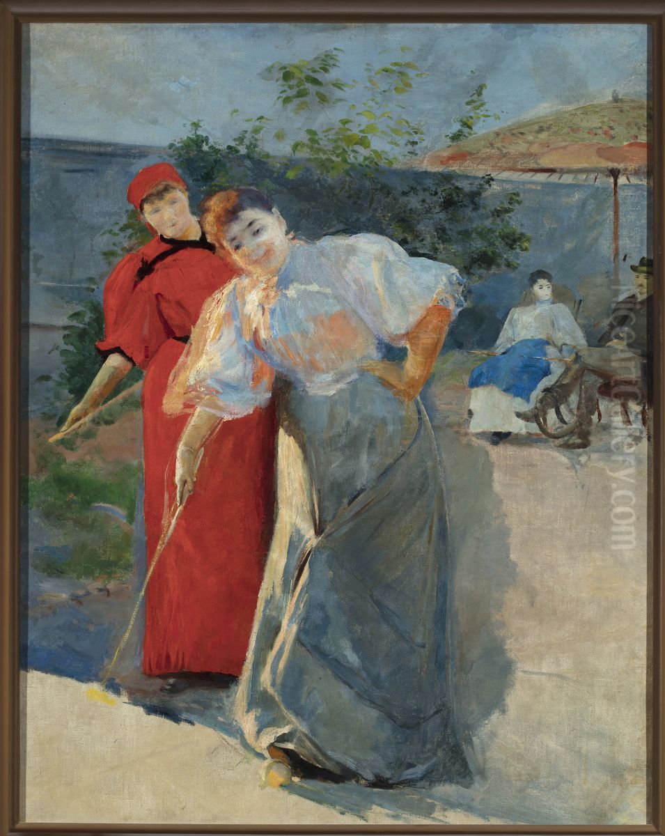 Playing croquet Oil Painting by Leon Wyczolkowski