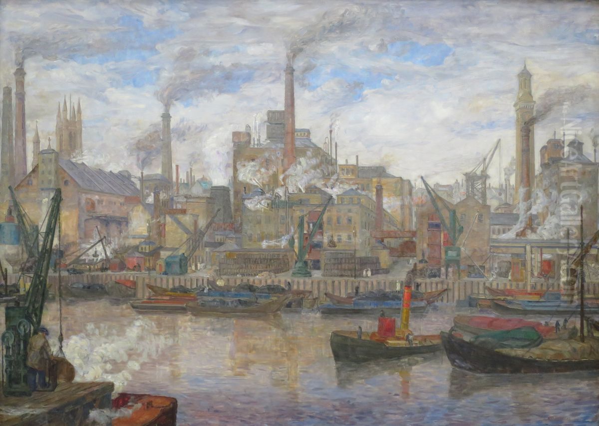 The Port of London Oil Painting by Anders Castus Svarstad