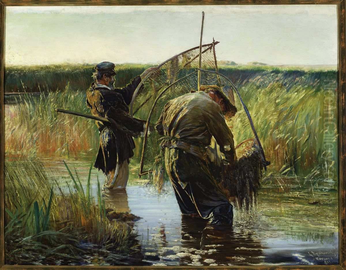 Fishermen Oil Painting by Leon Wyczolkowski