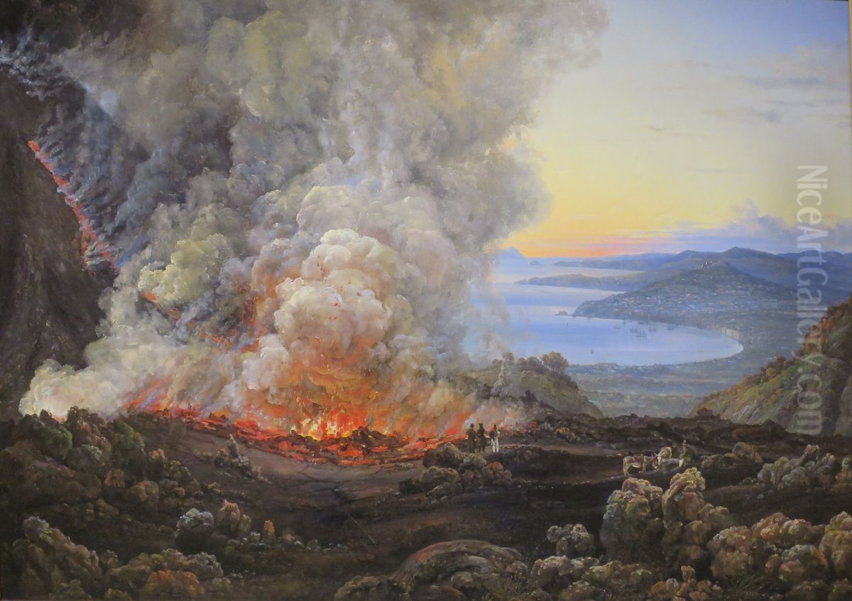 An Eruption of Vesuvius Oil Painting by Johan Wilhelm Ludwig Dahl