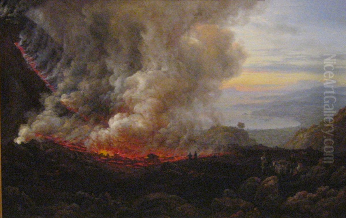The Eruption of Vesuvius Oil Painting by Johan Wilhelm Ludwig Dahl