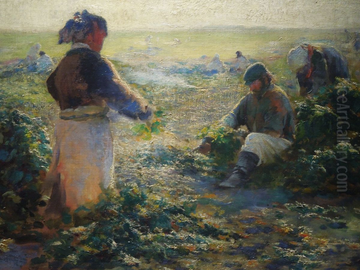 Digging Beets I Oil Painting by Leon Wyczolkowski