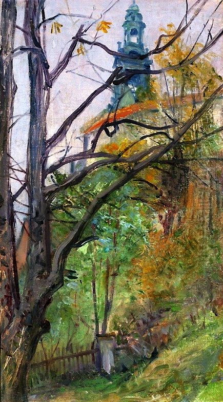 View of the Wawel Castle Oil Painting by Stanislaw Wyspianski