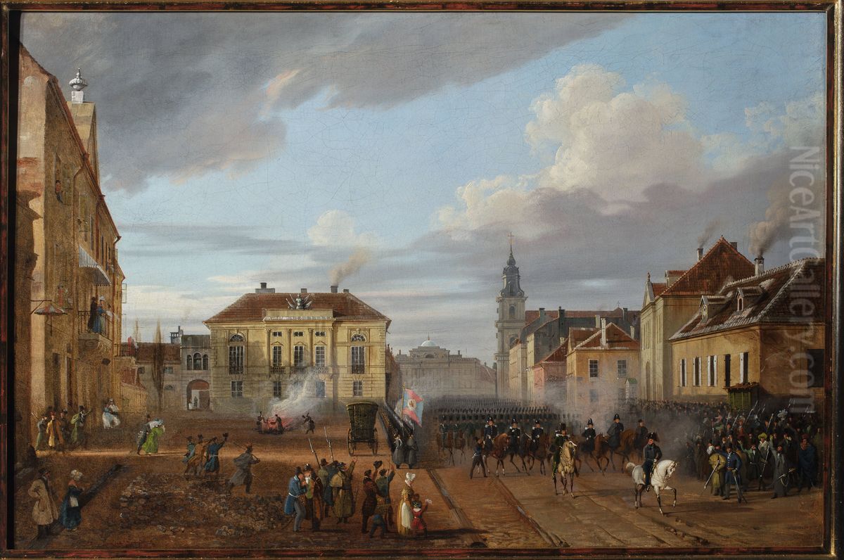 Return of the Polish troops from Wierzbno Oil Painting by Marcin Zaleski