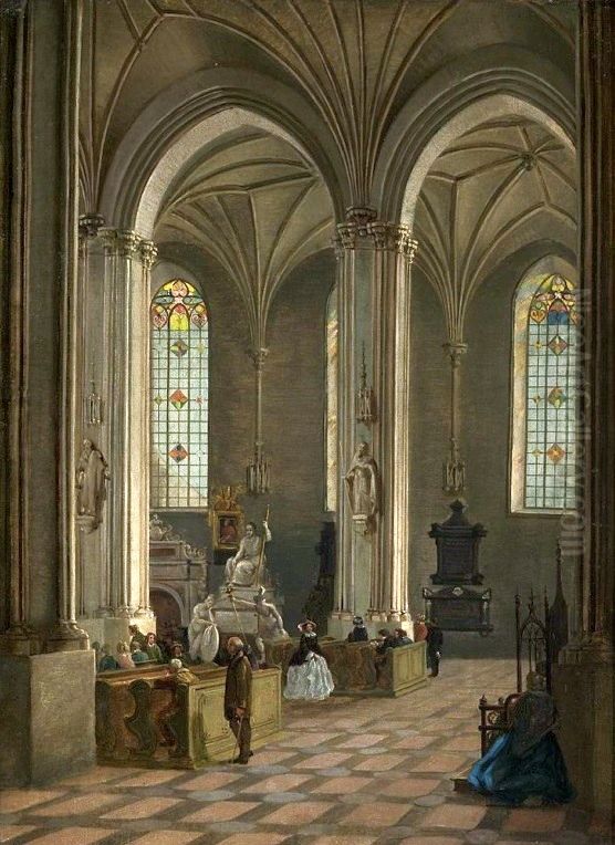 Interior of St. John's Cathedral in Warsaw Oil Painting by Marcin Zaleski