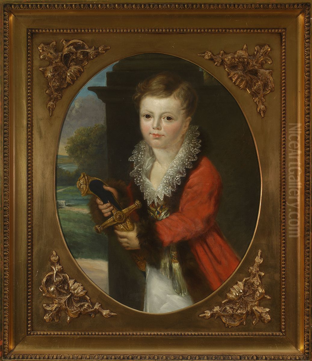 Portrait of Zygmunt Krasinski as a child. Oil Painting by Henri-Francois Riesener
