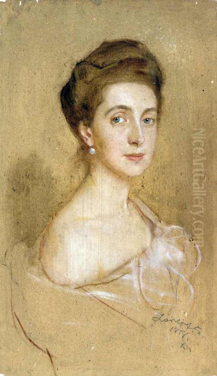 Lady with a pearl earring Oil Painting by Philip de Laszlo