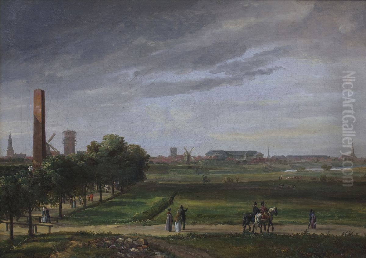 View of Vesterbro, Seen from Enighedsvaern Oil Painting by Johan Wilhelm Ludwig Dahl