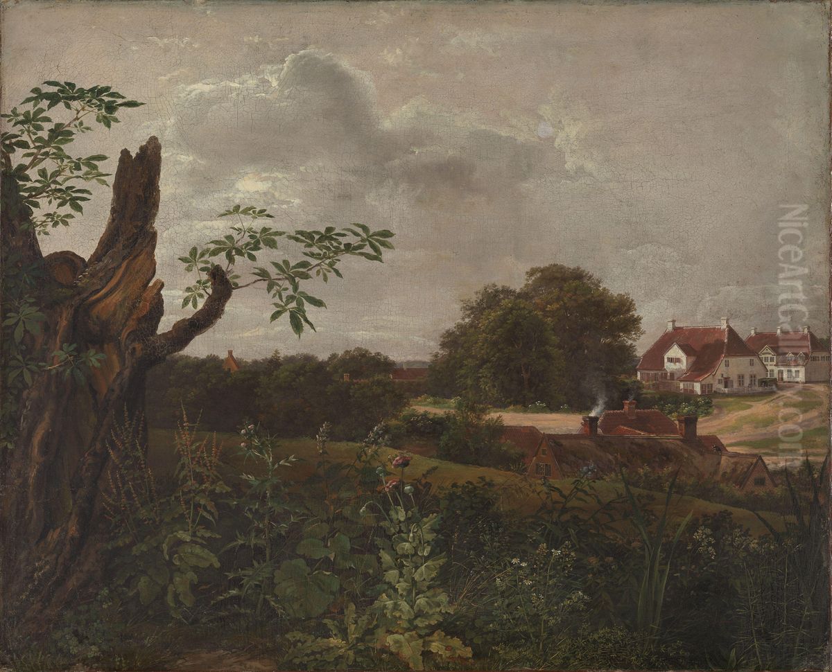 The big Inn at Fredensborg Oil Painting by Johan Wilhelm Ludwig Dahl