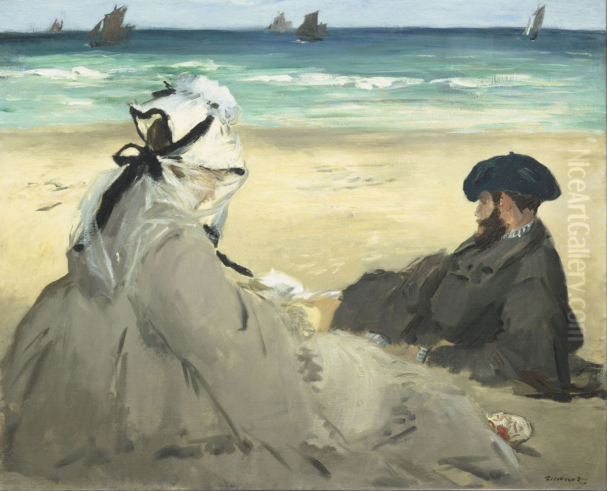On the Beach Oil Painting by Edouard Manet