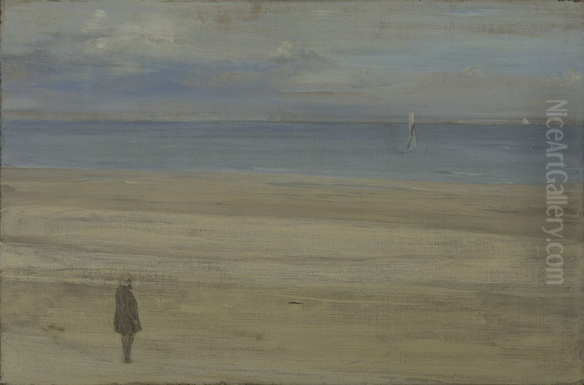 Harmony in blue and silver: Trouville Oil Painting by James McNeill Whistler