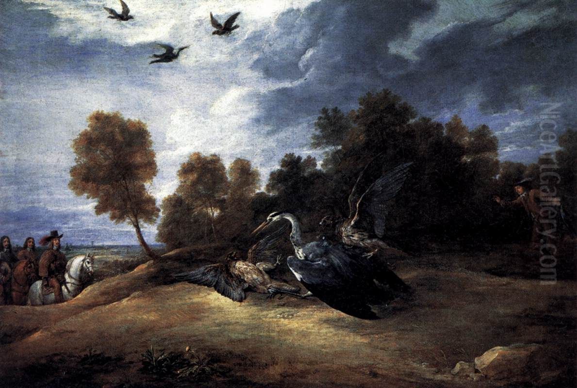 Heron Hunting with the Archduke Leopold Wilhelm Oil Painting by David Teniers the Younger