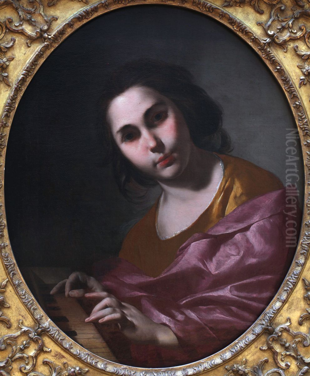 La Joueuse de Clavicorde Oil Painting by Bernardo Cavallino