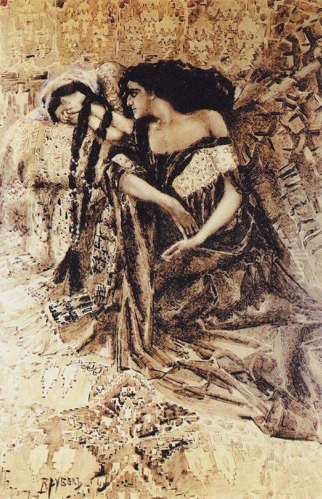 Tamara and the Demon Oil Painting by Mikhail Vrubel