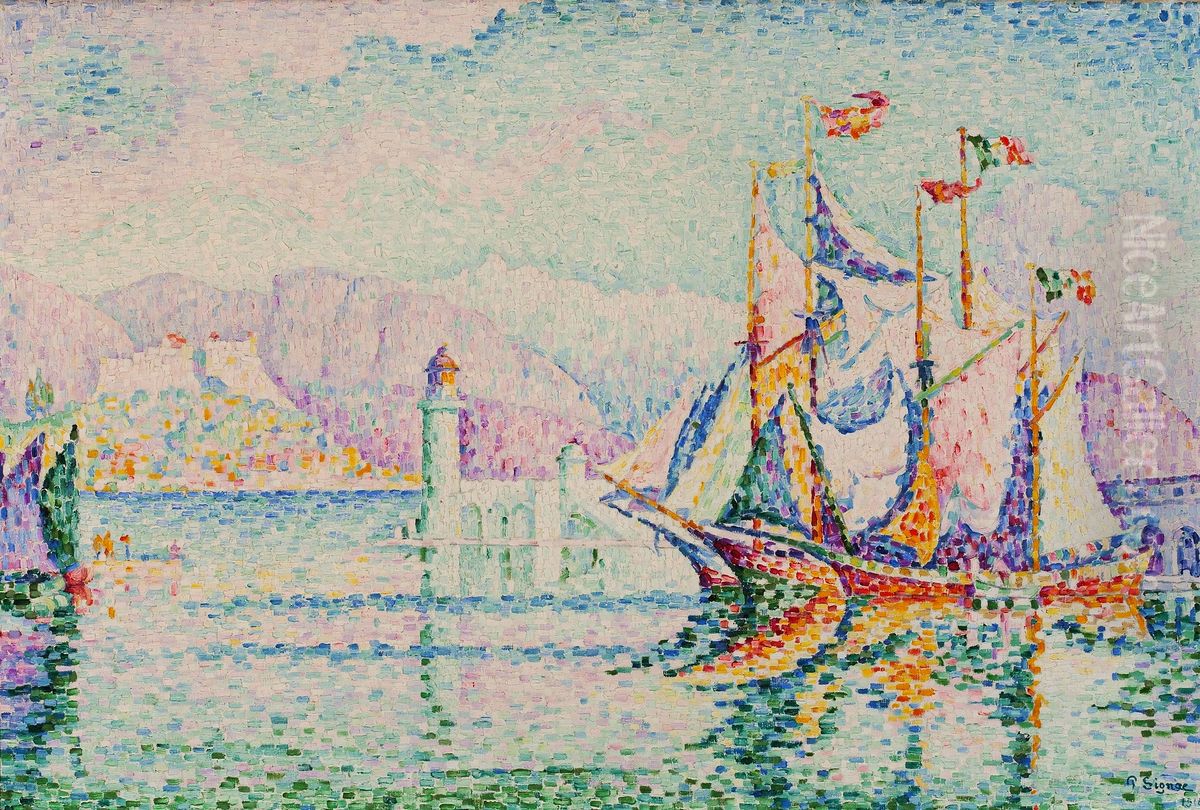 Antibes - Morning Oil Painting by Paul Signac