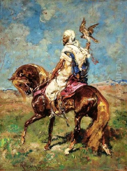 Arab horseman with a falcon (Falconer) Oil Painting by Henri Emilien Rousseau