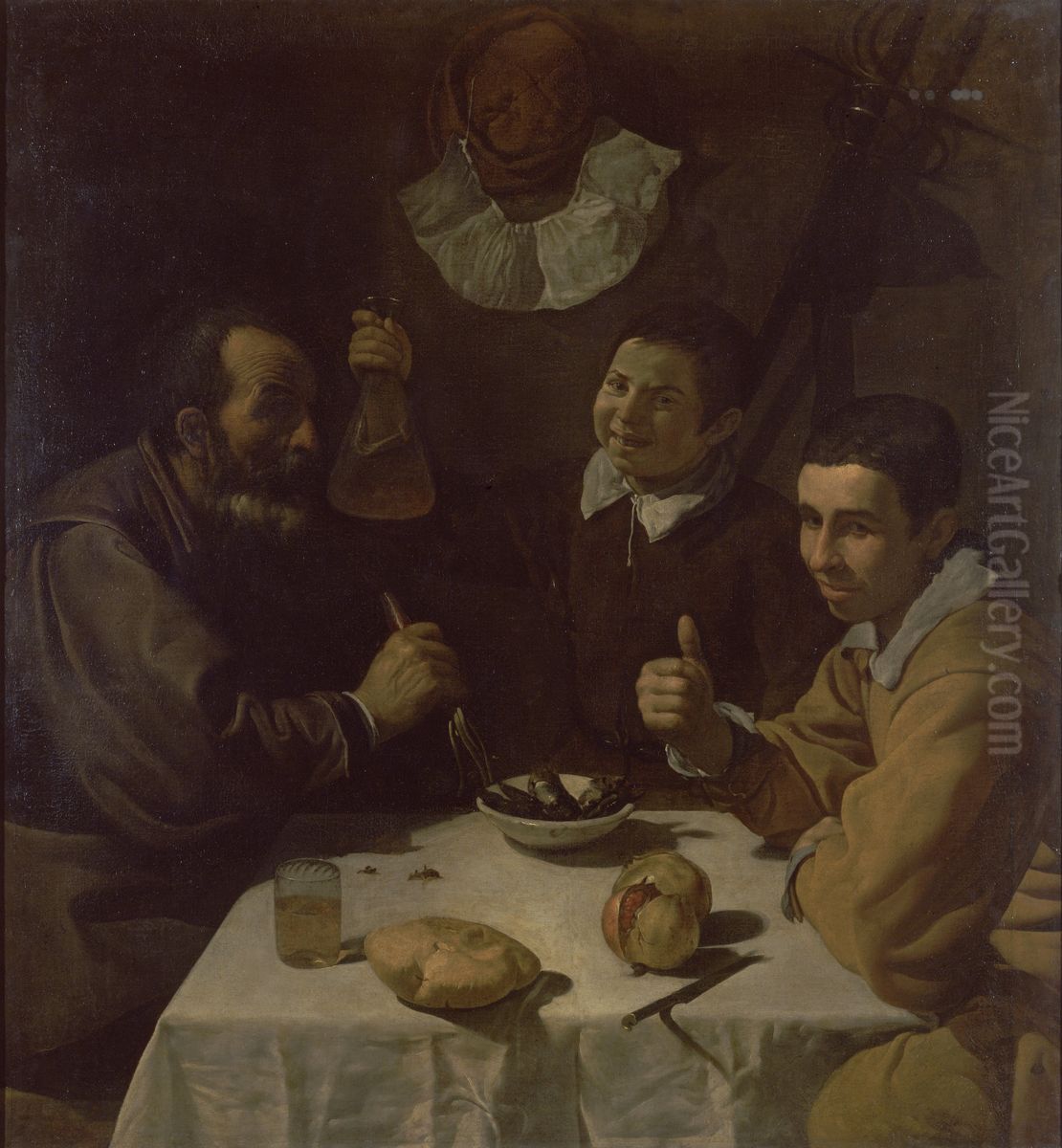 El almuerzo Oil Painting by Diego Rodriguez de Silva y Velazquez