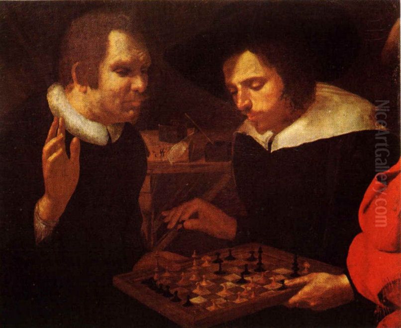 Chess players Oil Painting by unknown