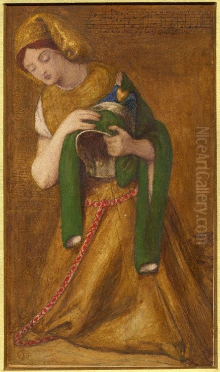 My Lady Greensleeves Oil Painting by Dante Gabriel Rossetti