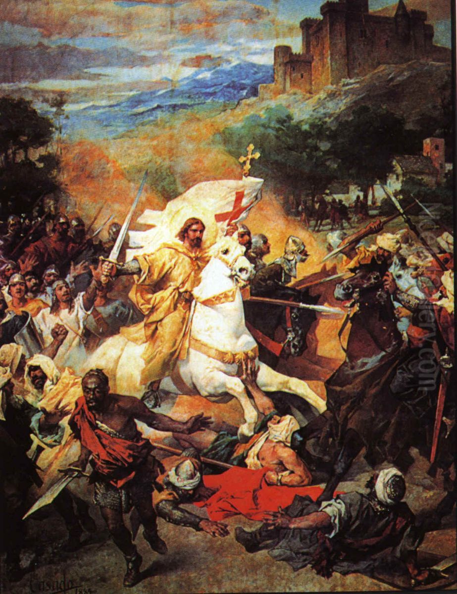 Santiago en la batalla de Clavijo Oil Painting by Jose Casado del Alisal