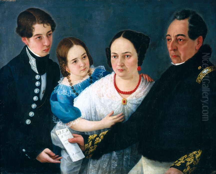 Portrait of the family of General Don Felipe Codallos Oil Painting by Agustin Arrieta