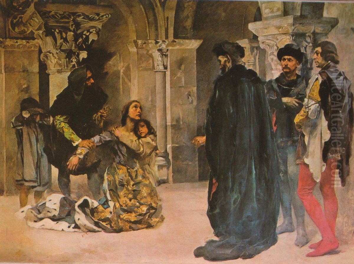 Assassinio de DonaInes de Castro Oil Painting by Columbano Bordalo Pinheiro