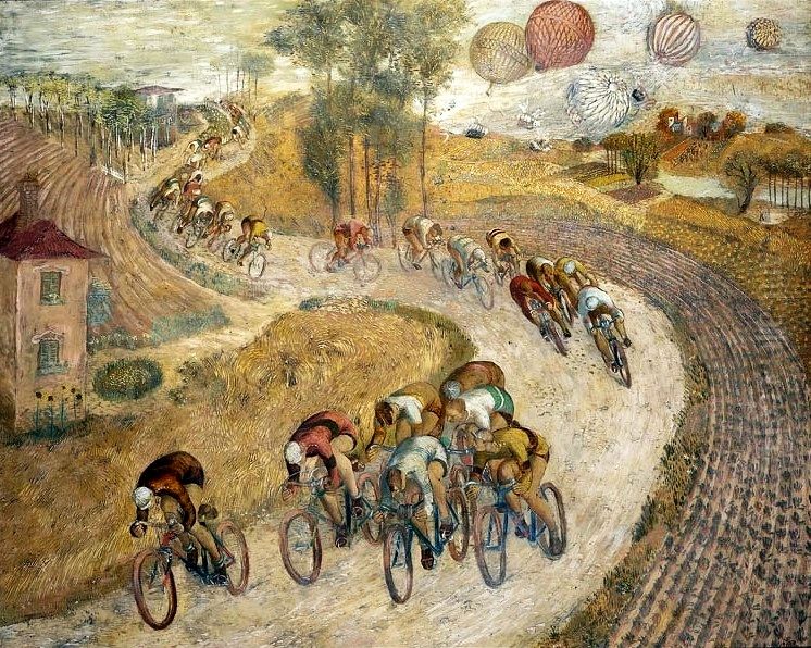 Cyclists Oil Painting by Jeremi Kubicki