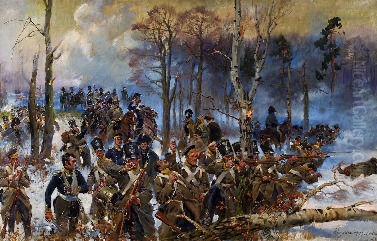 Olszynka Grochowska Oil Painting by Wojciech Kossak