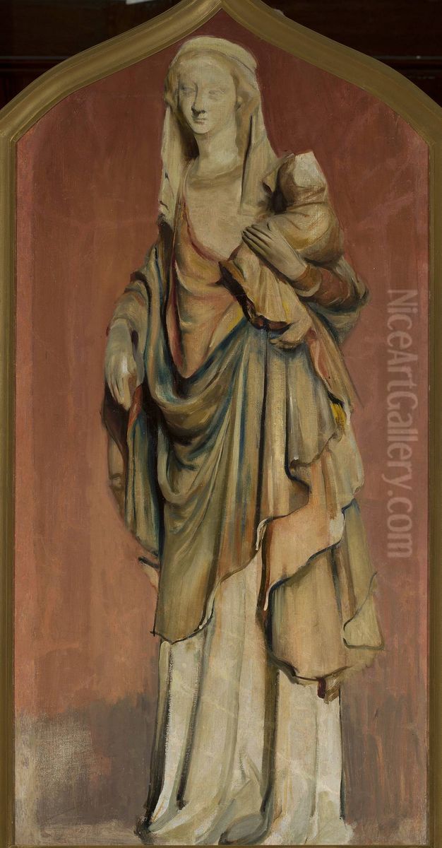 Statue of Gothic Madonna Oil Painting by Konrad Krzyzanowski