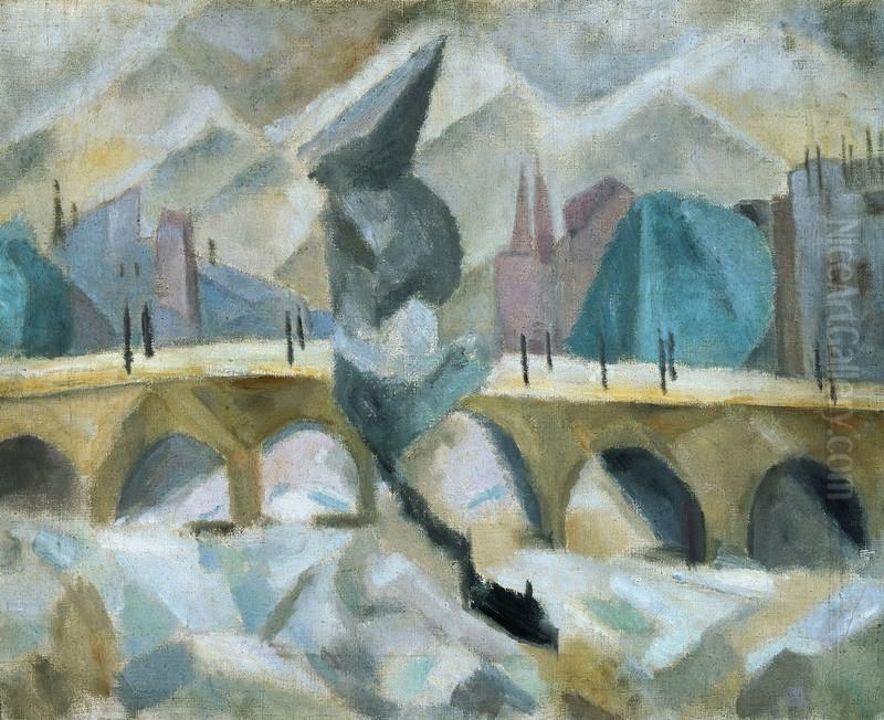 Bridge on the Seine Oil Painting by Tadeusz Makowski