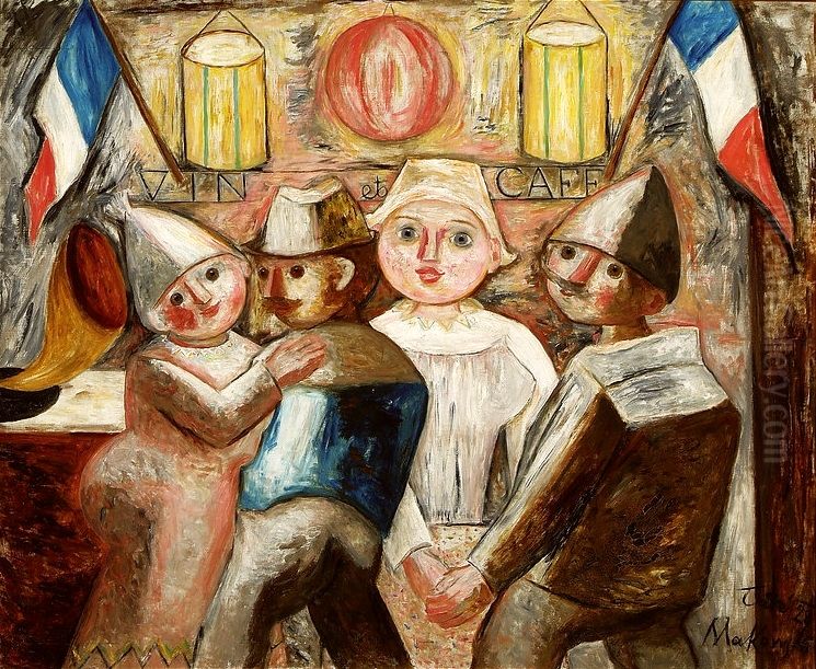 14th February in a village Oil Painting by Tadeusz Makowski