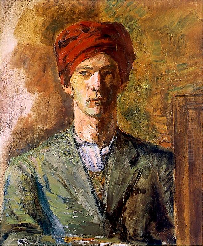 Autoportret w czerwonym zawoju. Oil Painting by Zygmunt Waliszewski