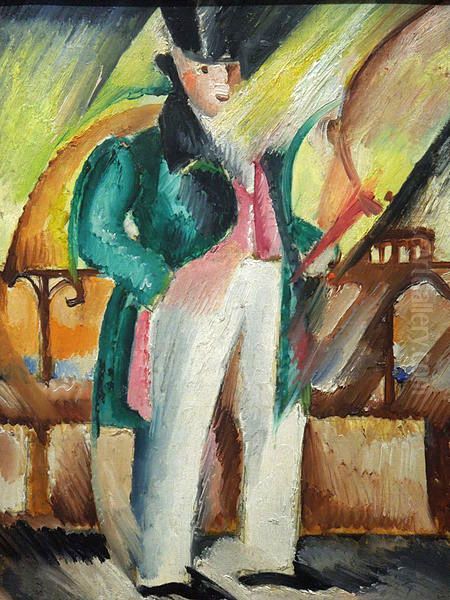 Man in a green tailcoat Oil Painting by Zygmunt Waliszewski