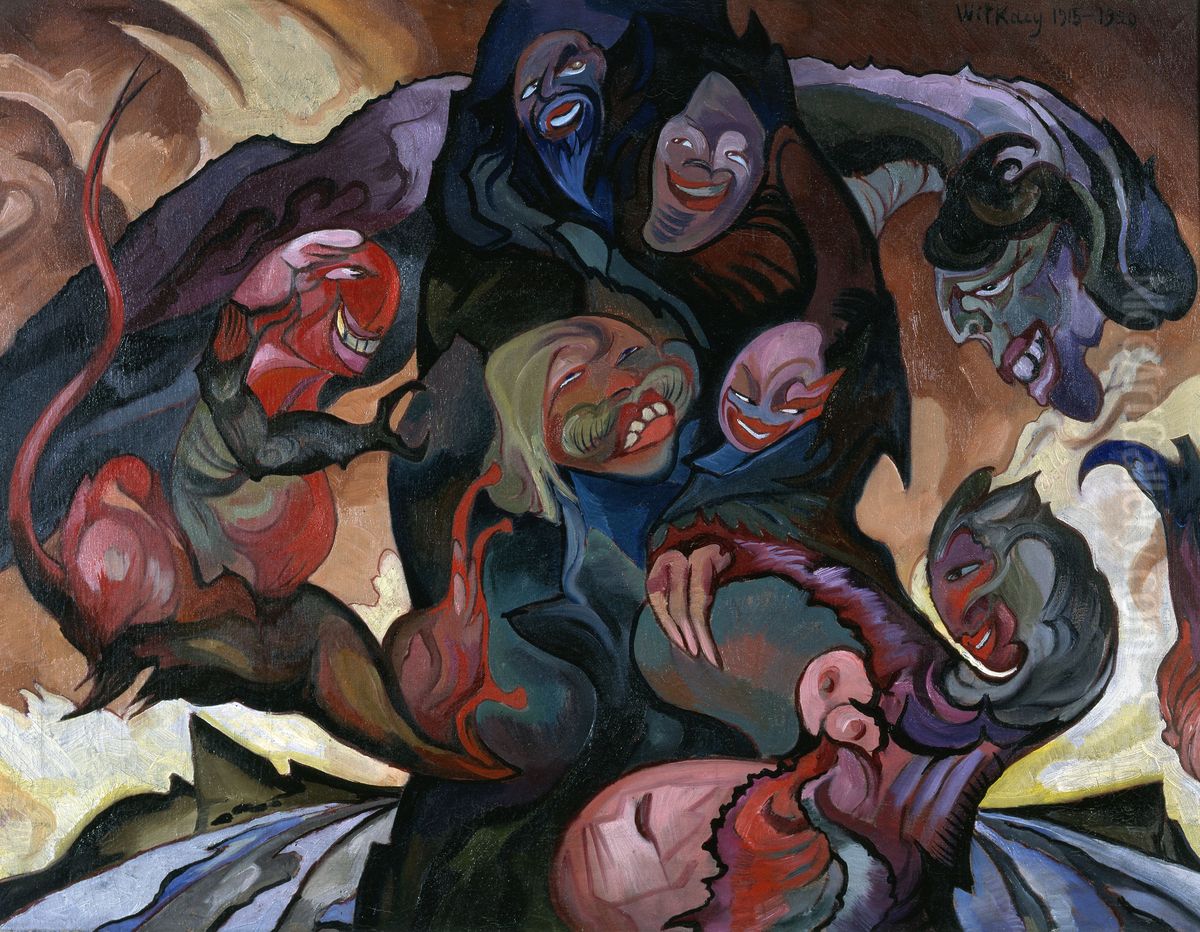 Kompozycja fantastyczna (Wizja z maskami) Oil Painting by Stanislaw Ignacy Witkiewicz (Witkacy)