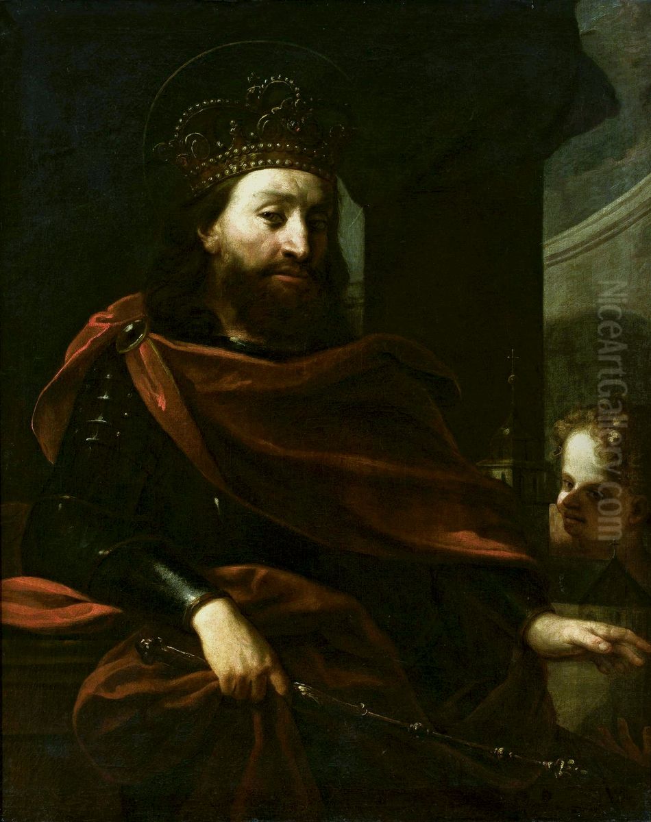 Saint Sigismund (after 472-523) Oil Painting by Karel Skreta