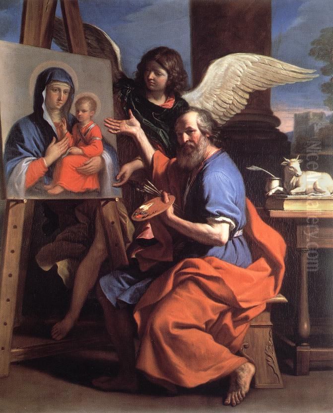 Saint Luke Displaying a Painting of the Virgin Oil Painting by Giovanni Francesco Barbieri