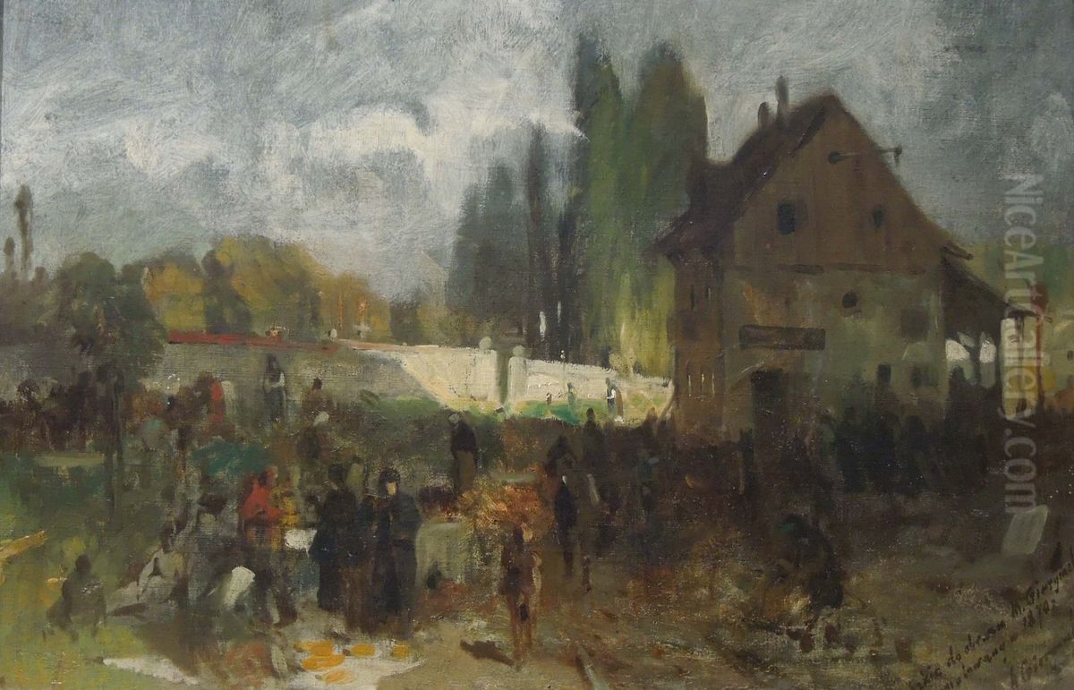 Przed cmentarzem Oil Painting by Maksymilian Gierymski