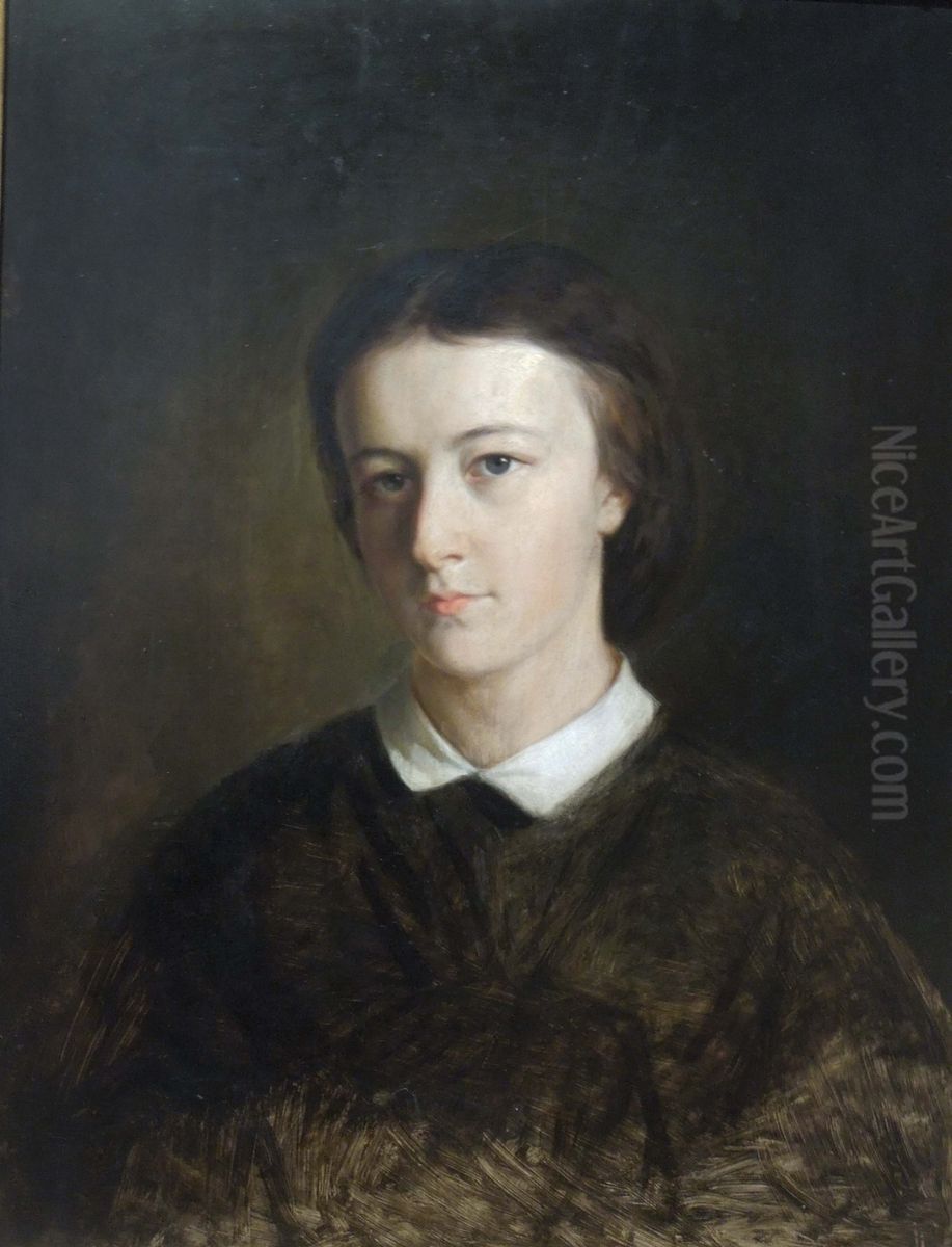 Portrait of Maria Sawiczewska, artist's sister Oil Painting by Artur Grottger