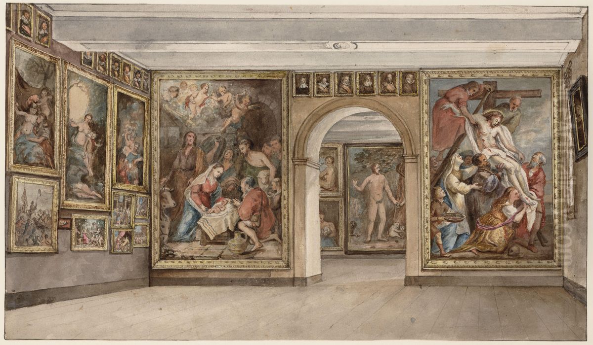 Interior of the Trippenhuis c.1838 Oil Painting by Gerrit Lamberts