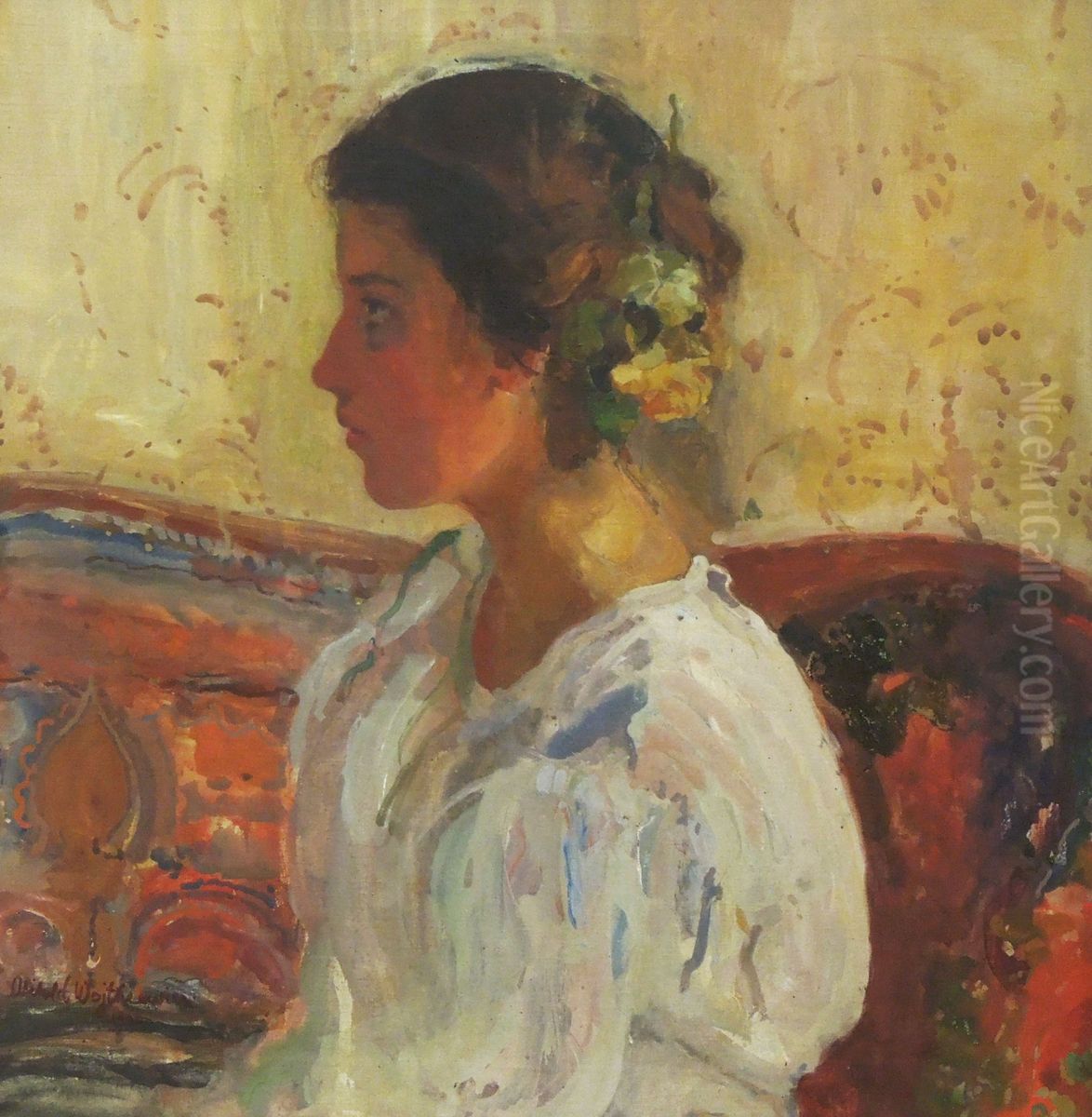 Portrait of Liza Parenska Oil Painting by Witold Wojtkiewicz