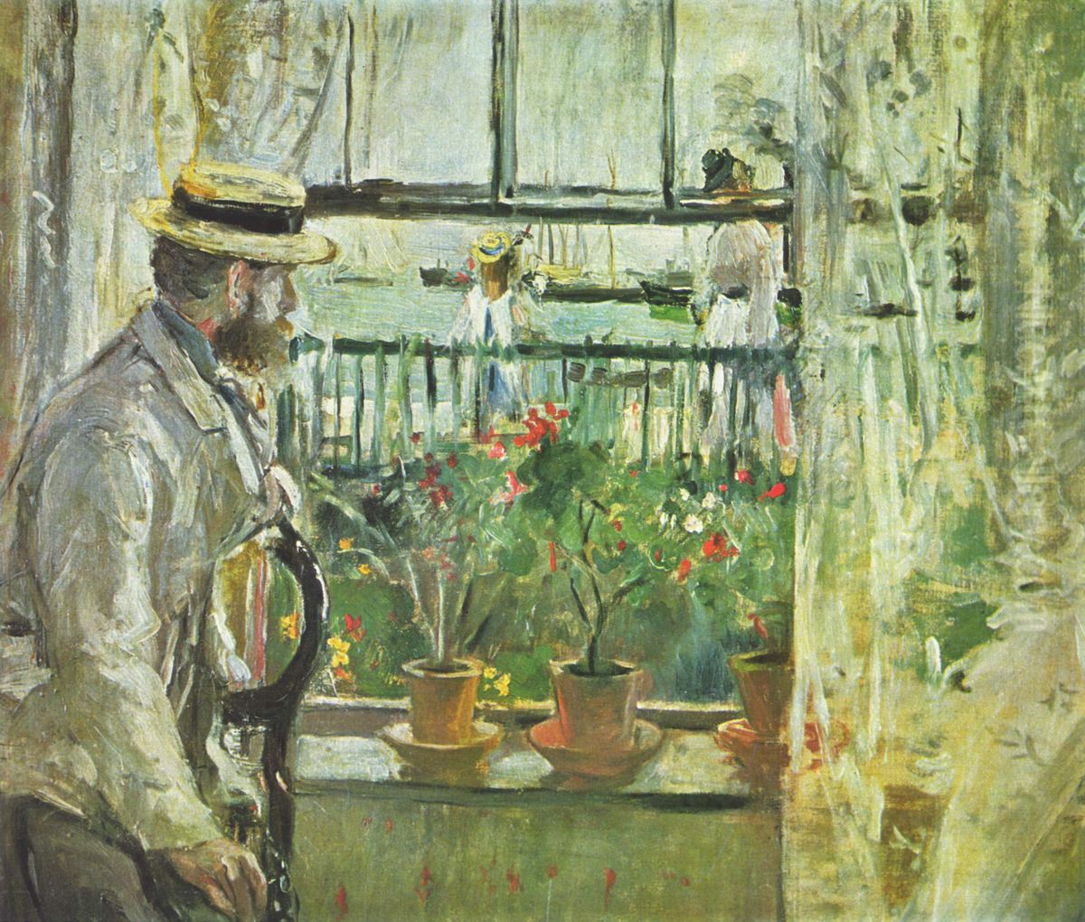 Eugene Manet a l'Ile de Wight Oil Painting by Berthe Morisot