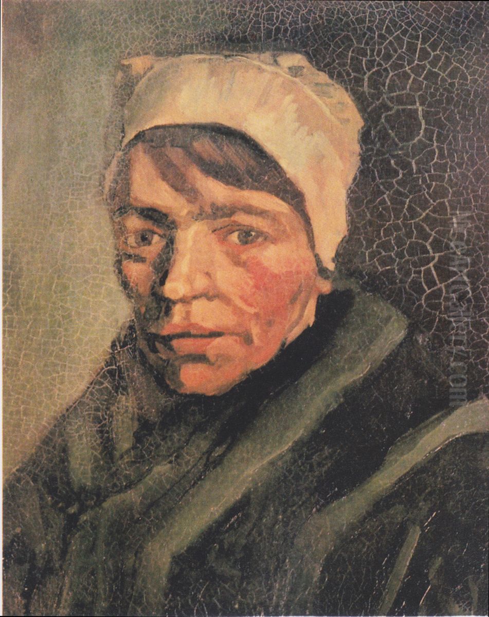 Head of a Peasant Woman with a white cap Oil Painting by Vincent Van Gogh