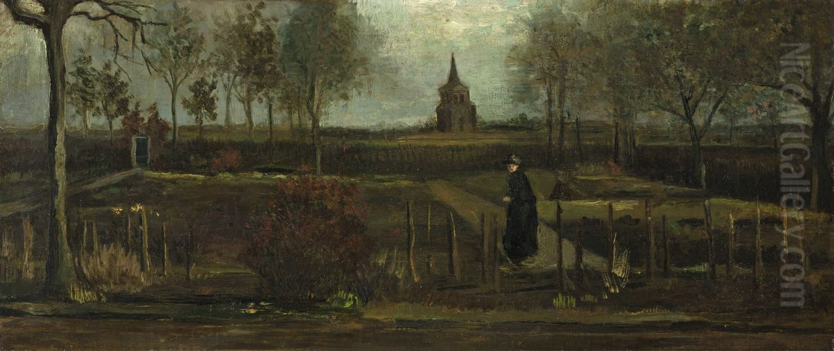Der Pfarrgarten in Nuenen mit weiblicher Figur Oil Painting by Vincent Van Gogh