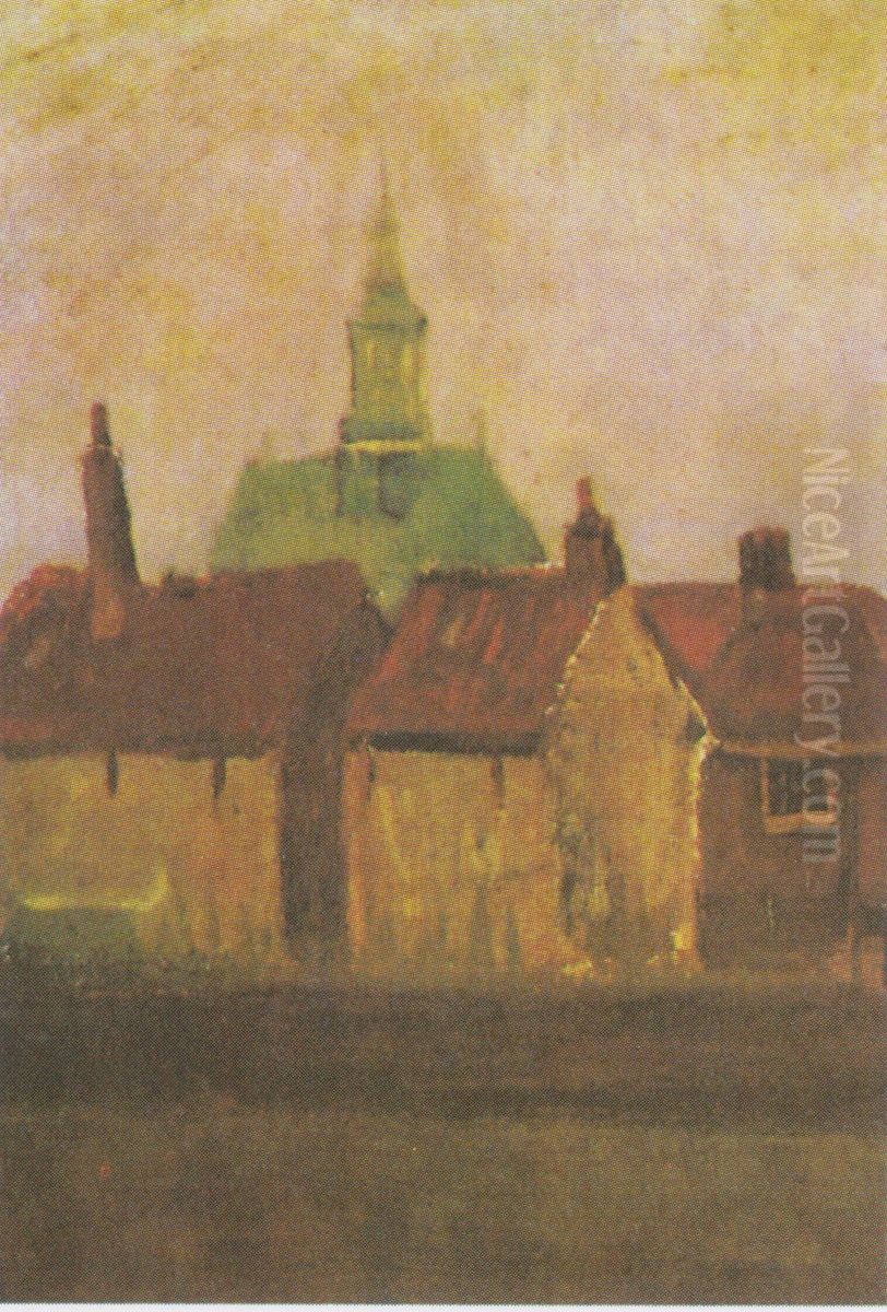 Die neue Kirche und alte Hauser in Den Haag Oil Painting by Vincent Van Gogh