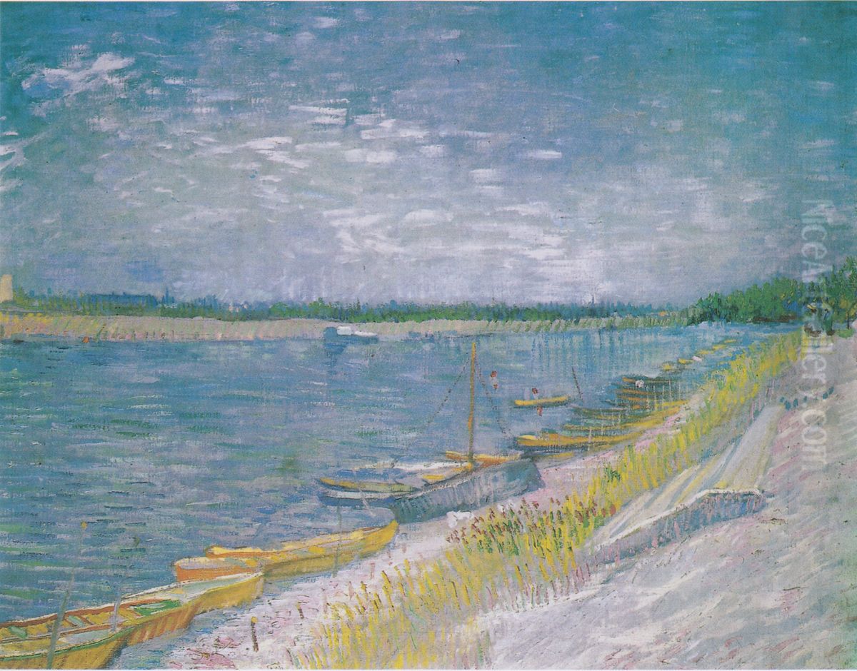 Flusslandschaft mit Ruderbooten am Ufer Oil Painting by Vincent Van Gogh